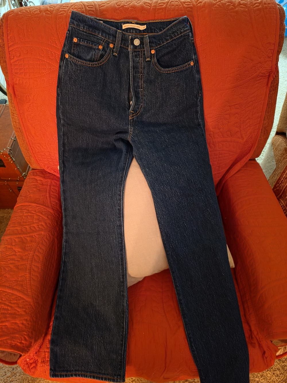 Dark Blue Levis Women's Ribcage Straight Ankle